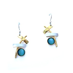 Bright Blue Two-tone 'Zen' Curved Earrings by Christophe Poly